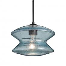 Besa Lighting 1JT-ZENBL-BK - Besa, Zen Cord Pendant, Blue Bubble, Black Finish, 1x60W Medium Base