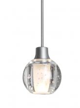Besa Lighting X-BOCA3BB-SN - Besa, Boca 3 Cord Pendant For Multiport Canopies, Clear Bubble, Satin Nickel Finish