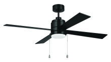 Craftmade MCY52FB4-PC - McCoy 52" 4-Blade Ceiling Fan w/ Pull Chain in Flat Black w/ Flat Black Blades