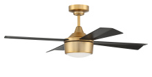 Craftmade THO42SB4 - Theo 42" 4-Blade Indoor/Outdoor (Damp) Ceiling Fan, Satin Brass Finish, Flat Black Blades