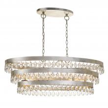 Crystorama 6107-SA - Perla 36'' Antique Silver Linear Oval Chandelier
