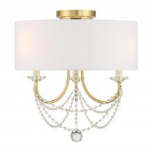 Crystorama DEL-90803-AG_CEILING - Delilah 15.75'' Aged Brass Semi Flush Mount