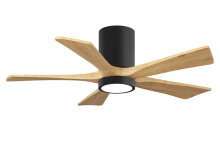 Matthews Fan Company IR5HLK-BK-LM-42 - Irene-5HLK-42" Five Blade Flush Mount Paddle Fan-5CCT Integrated LED-Matte Black Finish
