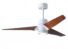 Matthews Fan Company SJ-WH-WN-52 - Super Janet - 52" Ceiling Fan - Integrated LED - Gloss White Finish - Walnut Tone Blades