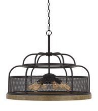 CAL Lighting FX-3706-6 - Akaki 60W X 6 Metal/Pine Wood Chandelier (Edison Bulbs Not included)