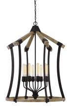 CAL Lighting FX-3707-8 - Dali 60W X 8 Metal/Pine Wood Chandelier (Edison Bulbs Not included)
