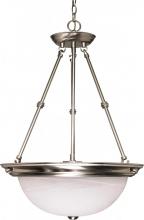 Nuvo 60/204 - 3 Light; 20 in.; Pendant; Alabaster Glass; Brushed Nickel Finish