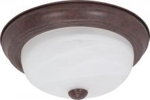 Nuvo 60/206 - 2 Light; 13 in.; Flush Mount; Alabaster Glass; Old Bronze Finish