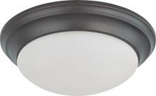 Nuvo 60/3176 - 2 Light; 14 in.; Flush Mount Twist and Lock with Frosted White Glass; Mahogany Bronze Finish