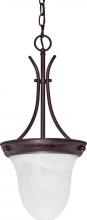 Nuvo 60/395 - 1 Light; 10 in.; Pendant; Alabaster Glass Bell; Old Bronze Finish