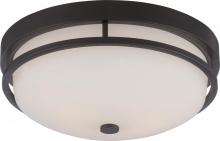 Nuvo 60/5586 - Neval; 2 Light; Flush Fixture with Satin White Glass; Sudbury Bronze Finish