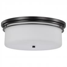 Nuvo 60/8034 - Warren; 15 Inch Flush Mount; Gun Metal with Satin White Glass; Gun Metal Finish