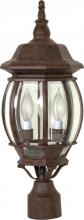 Nuvo 60/898 - Central Park; 3 Light; 21 in.; Post Lantern with Clear Beveled Glass; Old Bronze Finish