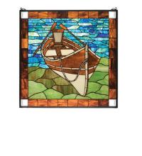 Meyda White 21440 - 26" Wide X 26" High Beached Guideboat Stained Glass Window