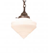 Meyda White 243717 - 9" Wide Revival Schoolhouse Deco Cone Mini Pendant