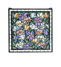 Meyda White 66278 - 22" Wide X 22" High Sugar Magnolia Stained Glass Window
