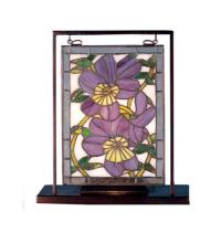 Meyda White 68409 - 9.5" Wide X 10.53" High Pansies Lighted Mini Tabletop Window