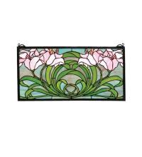 Meyda White 79950 - 22" Wide X 11" High Calla Lily Transom Stained Glass Window